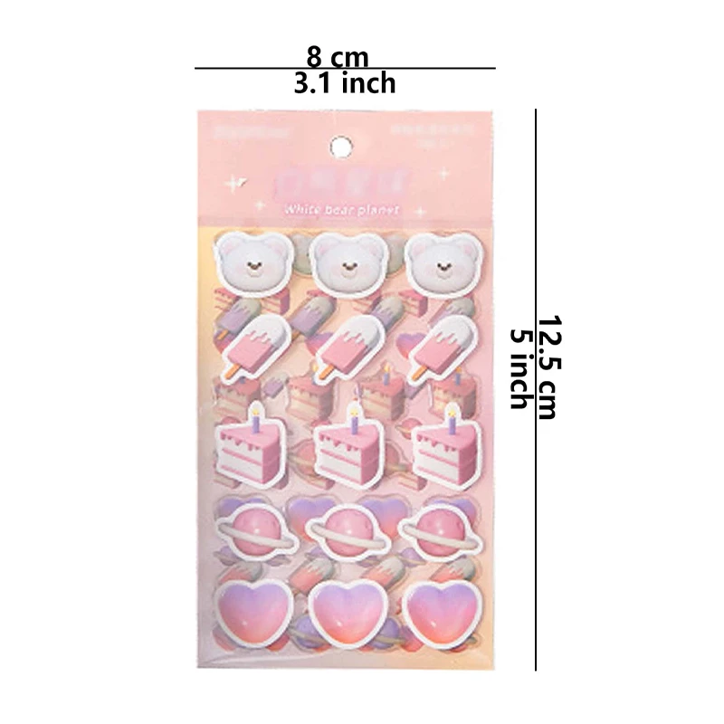 1pc 3d Cute Three-dimensional Drop Glue Stickers Korean Kawaii DIY Material Hand Account Decorative Stickers Stationery Supplies