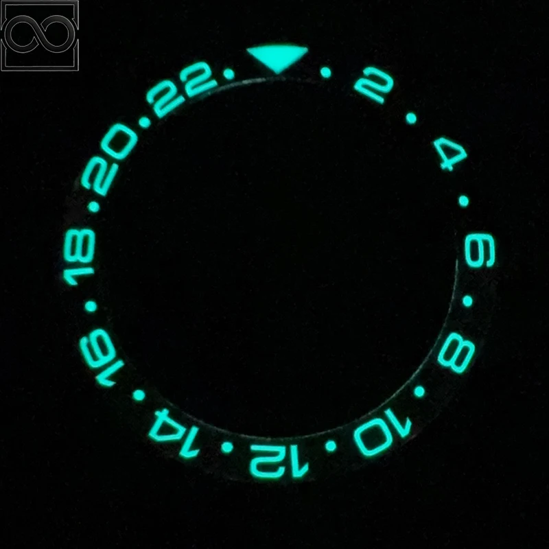 NOOKIDA 38-30.5mm Blue/Green Luminous Curved Ceramics Bezel Insert Fit 40mm Watch Case NH35 NH36 Movement Bezel