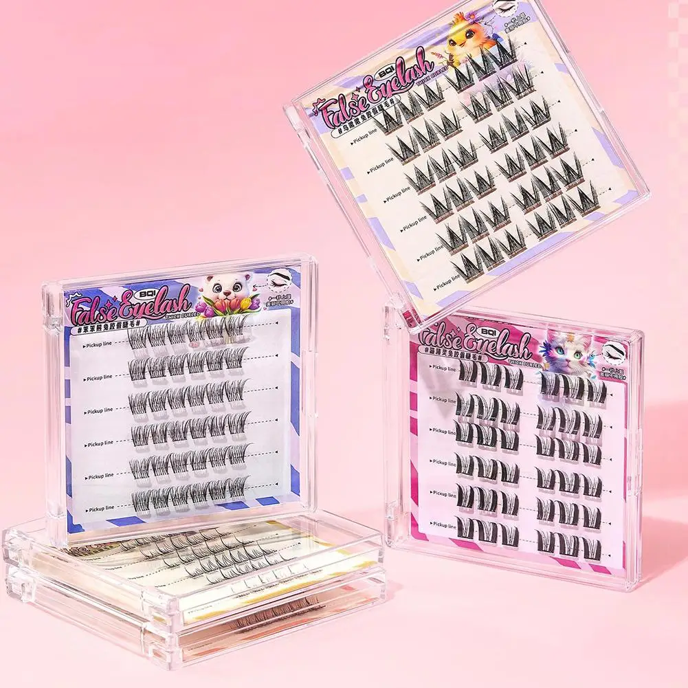 New No Need Glue No Eyelash Removal False Eyelashes Eyes Lashes False Thick Eyelash DIY Curling Extension Segmented Enlarge S6Z6