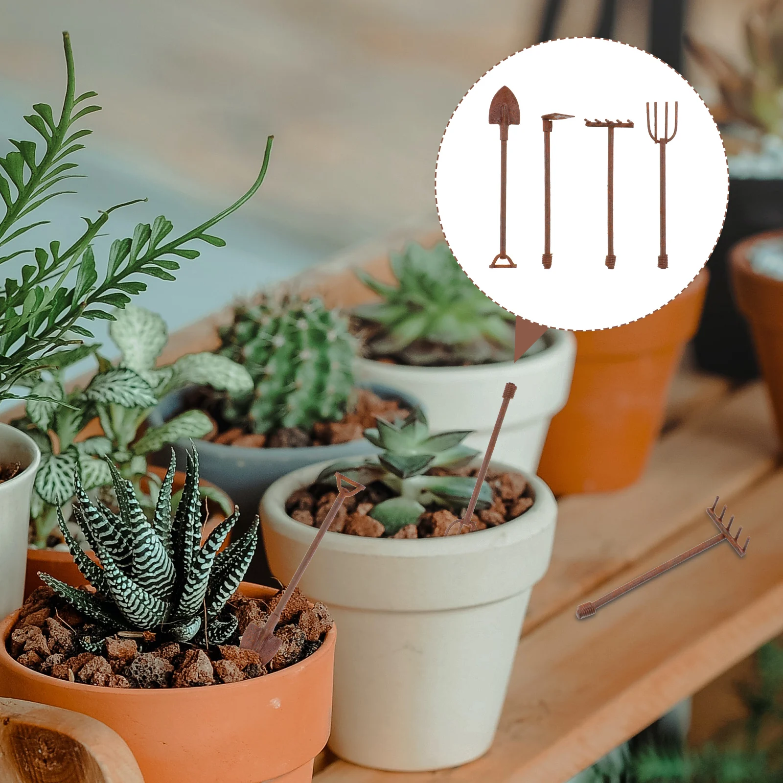 

4 Pcs Mini Shovels Retro Gardening Tools Durable Compact Design For Scene Decor Craft Making Kids Playing L scaping naments