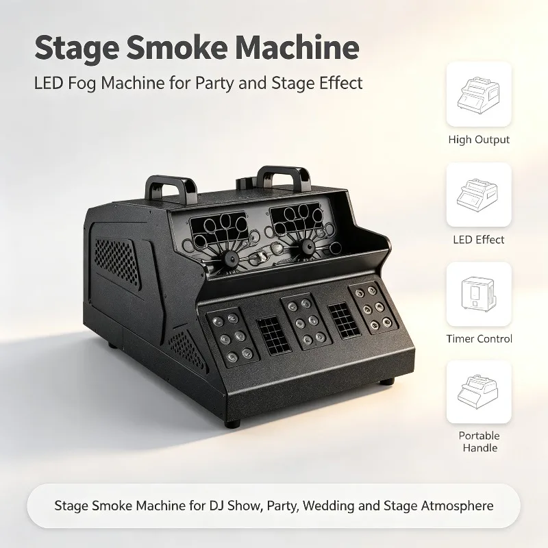 1500W 3-in-1 Fog Bubble Machine, 8 RGB LED Lights, DMX Remote Stage Light For DJ Wedding Party Performance