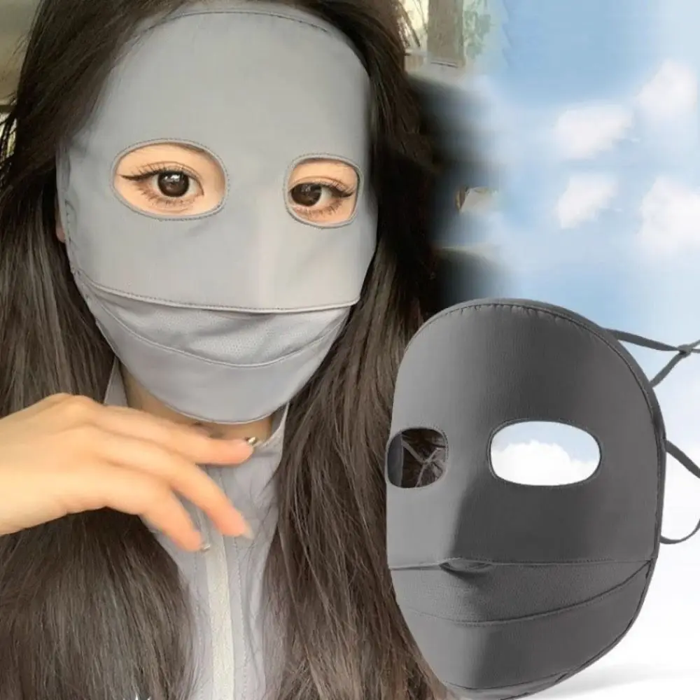 Thin Sunscreen Face Scarf Ice Silk Mask Solid Color UV Protection Face Cover Sunscreen Veil Full Face Sunscreen Mask Cycling