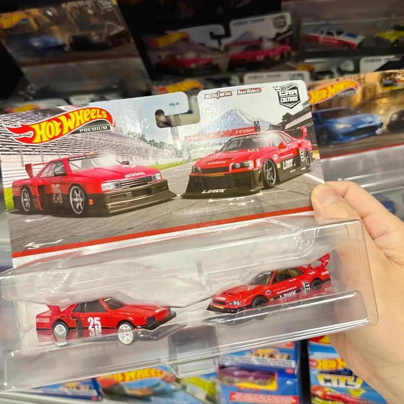 

New Hot Selling Genuine Hot Wheels Silhouette Double Car Set Nissan God Of War R34 Alloy Small Car Iron Sole Rubber Tire Gifts
