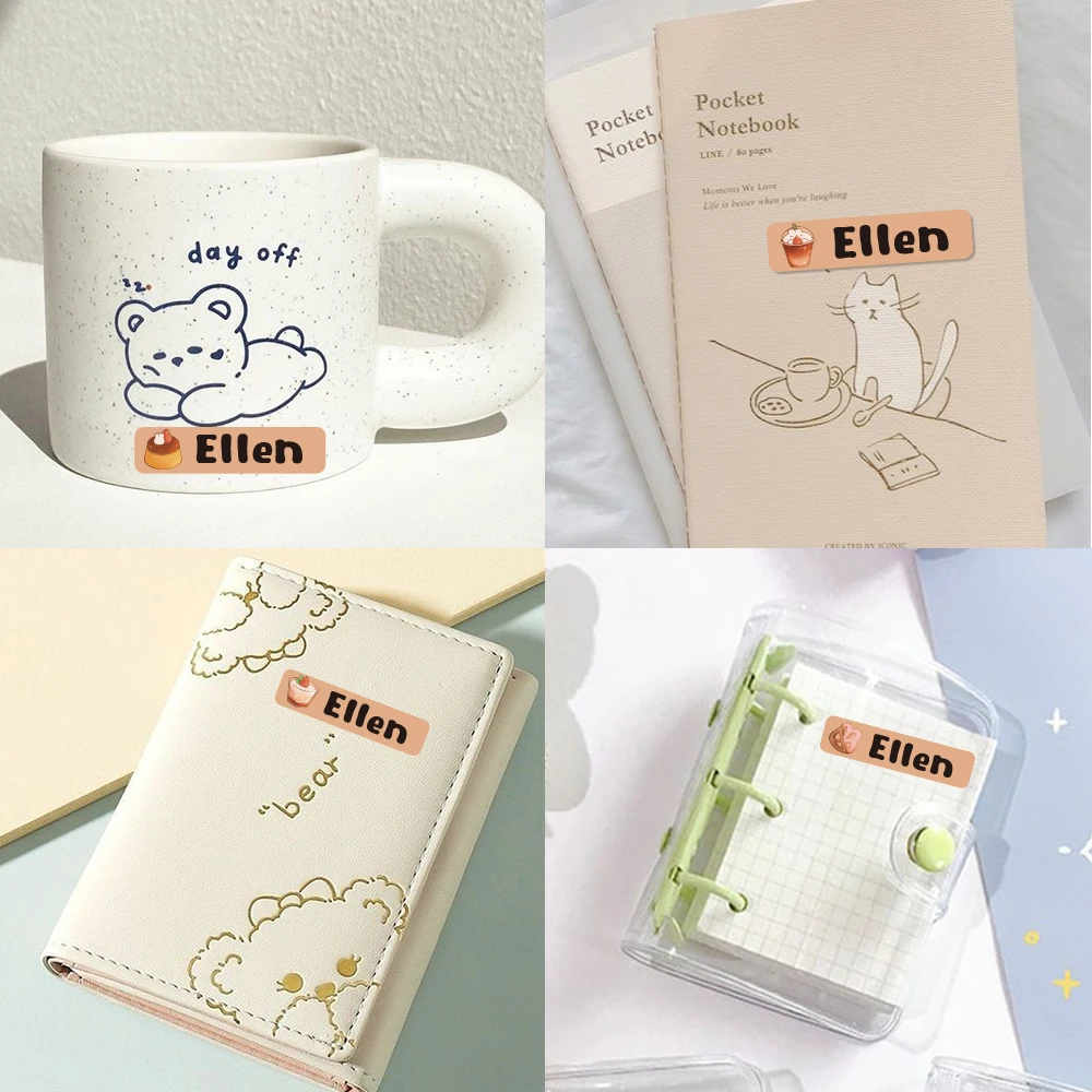 Custom pudding Name Sticker,Transparent Waterproof Stickers for Kids,diy Name Labels for School Bag Bottles Pen Box Mug Uniform