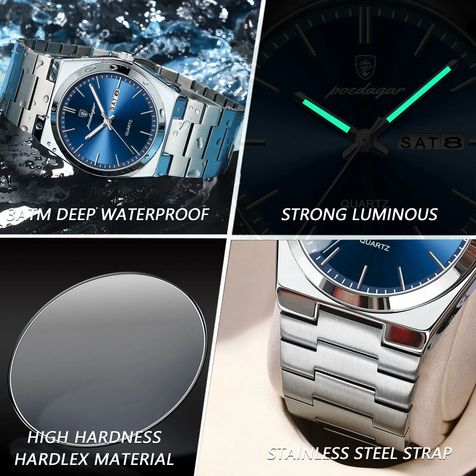 POEDAGAR Luxury Watch for Men, Waterproof