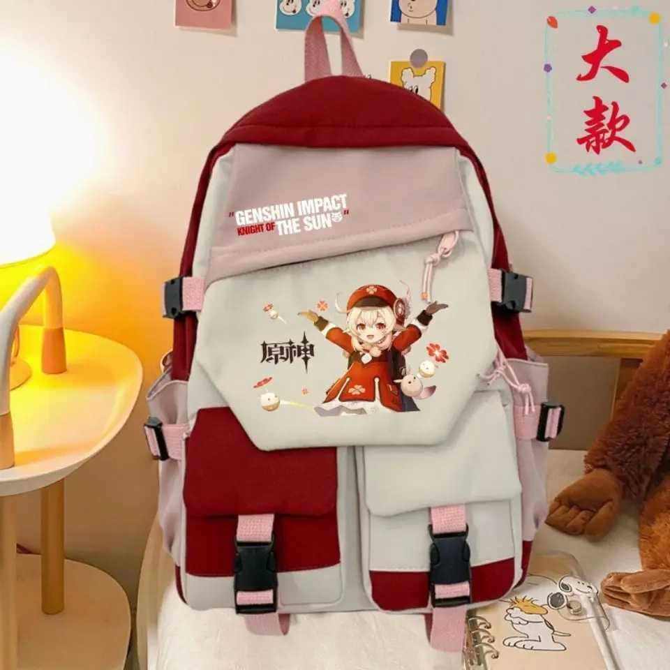 

Genshin Impact Paimon Venti Game Merchandise School For Men And Women Large Capacity Travel Laptop Backpack Double Shoulder Bag