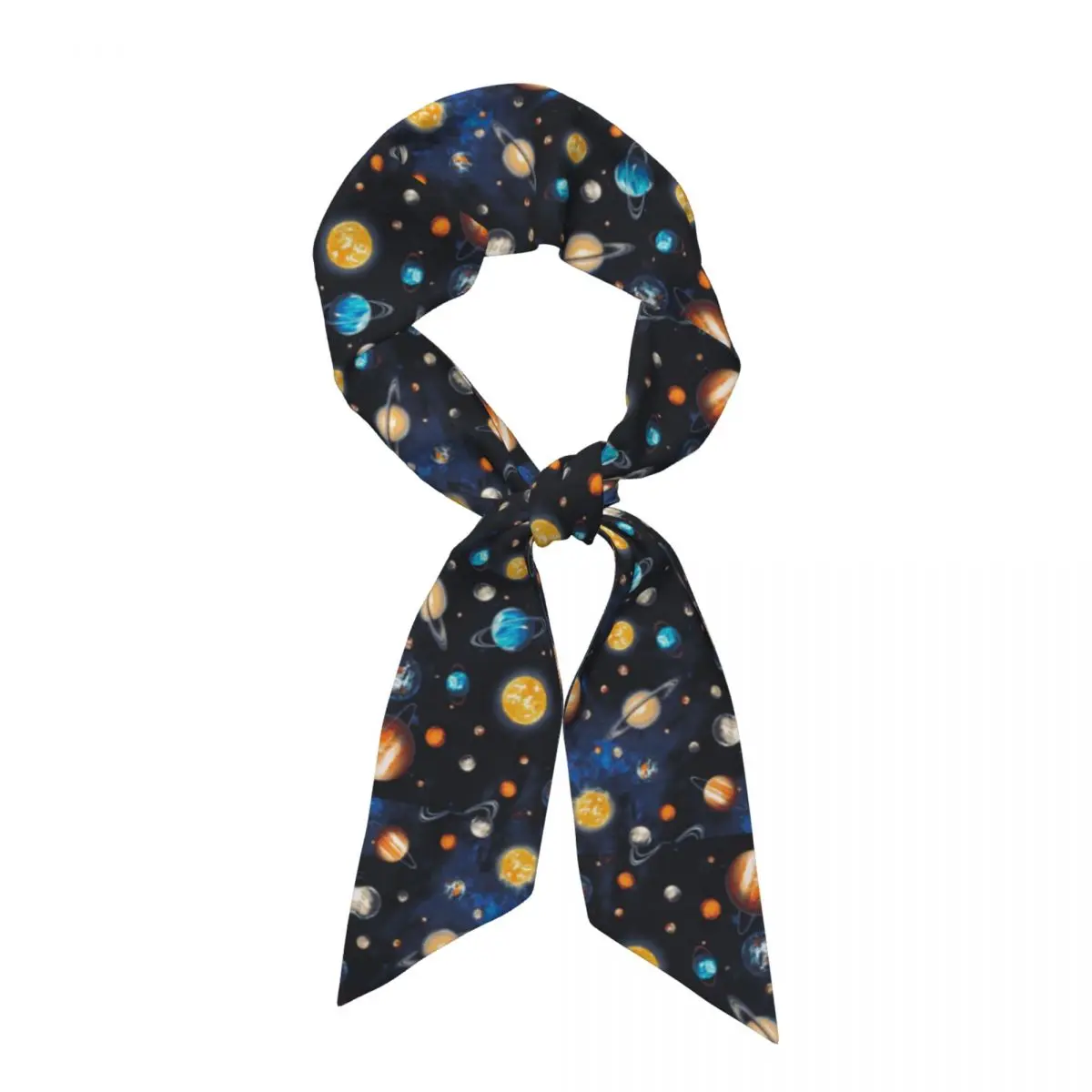 Solar System Space Planets Universe  Women Long Narrow Scarf Silky Skinny Scarf Multi-use Neck Head Wrap for Office Daily Party