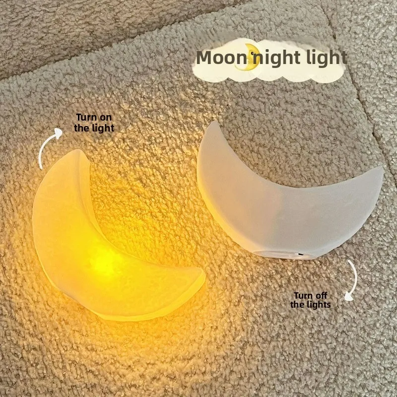 INS-style Creative Moon LED Night Light, Crescent Decoration, Bedside Ambient Lighting, Exquisite Gift for Friends