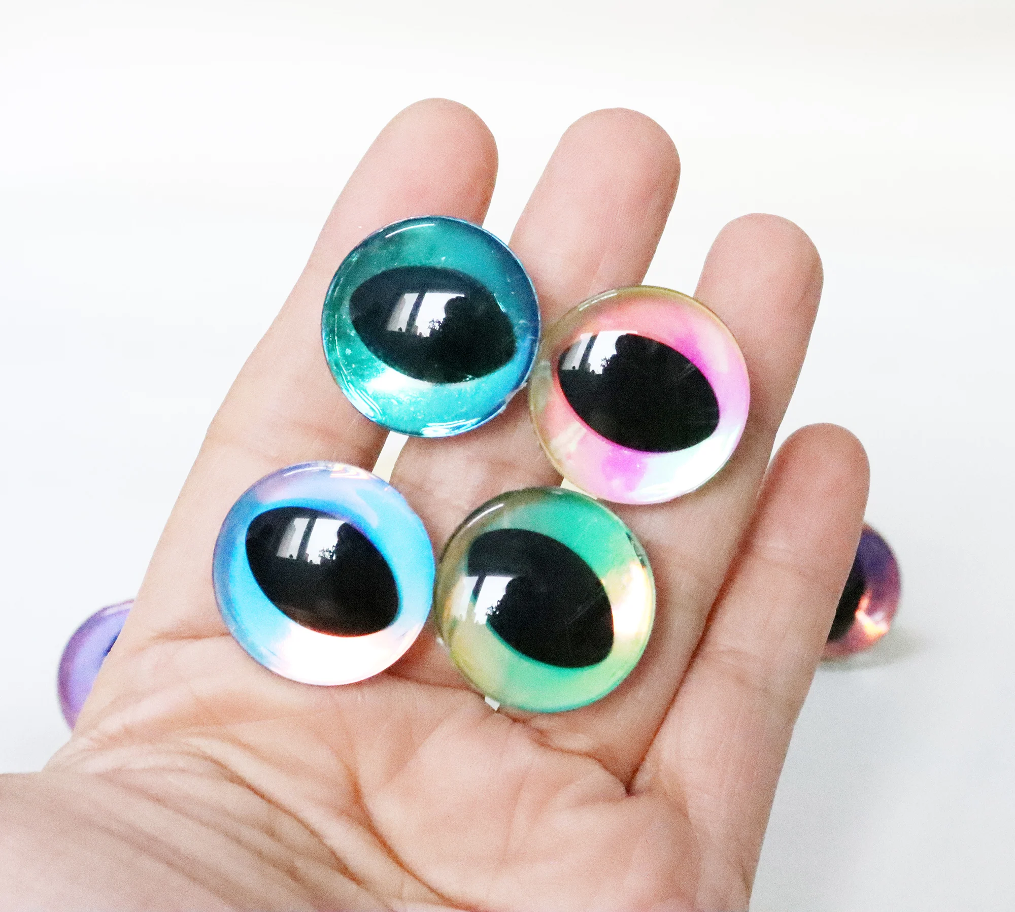 10pairs NEW 3D holographi cat eyes   10mm to 30mm 3D glitter plush doll  toy eyes with hard washer FOR diy animal findings -HC10