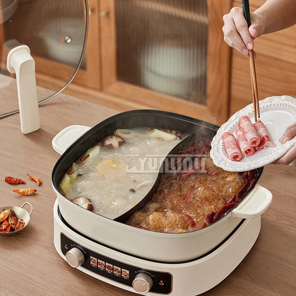 

2025 Multi-function Double Knob Independent Temperature Control Cooking Pot Household Split Hot Pot
