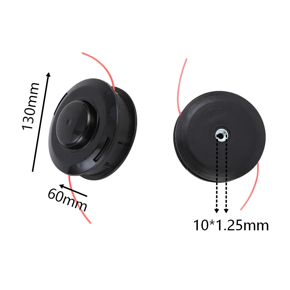 草刈り機ヘッド-10x125mm-逆ネジ-プラスチック製カッティングヘッド-ガーデン用草刈り機-芝刈り機交換部品