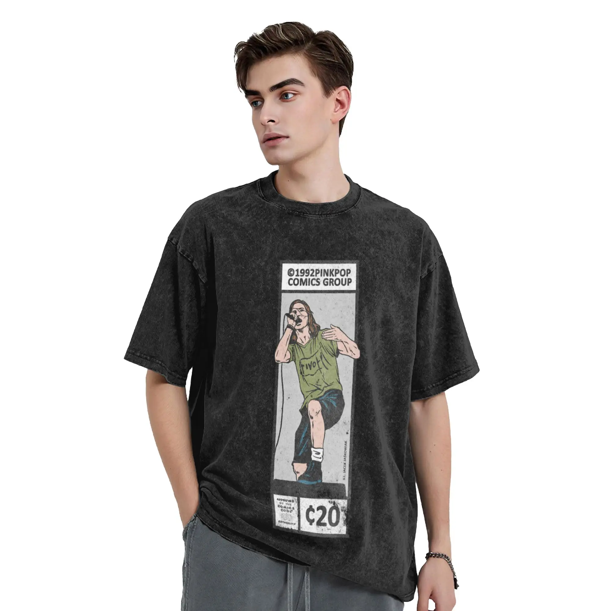 92 PinkPop Comics Group Corner Box Classic Chic A T-Shirt Oversized Short Sleeve Cotton Tees Tops