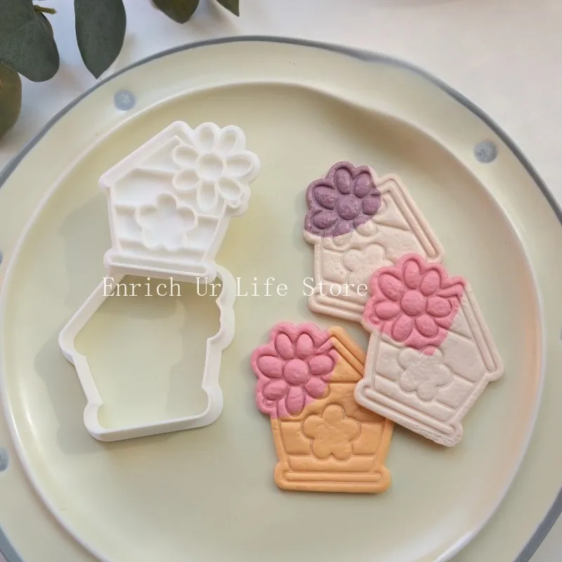 Spring Series Cookie Cutter Watering Can Love Potted Flowerpot Biscuit Molds Flower House Cake Dessert Decoration Baking Tools