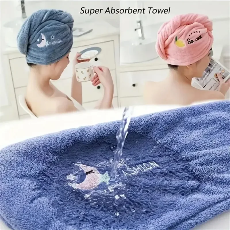 Toalla mágica de microfibra para secado de cabello, gorro de ducha de secado rápido, turbante para mujeres y niñas, gorro de baño de fibra de poliéster suave, 1 unidad