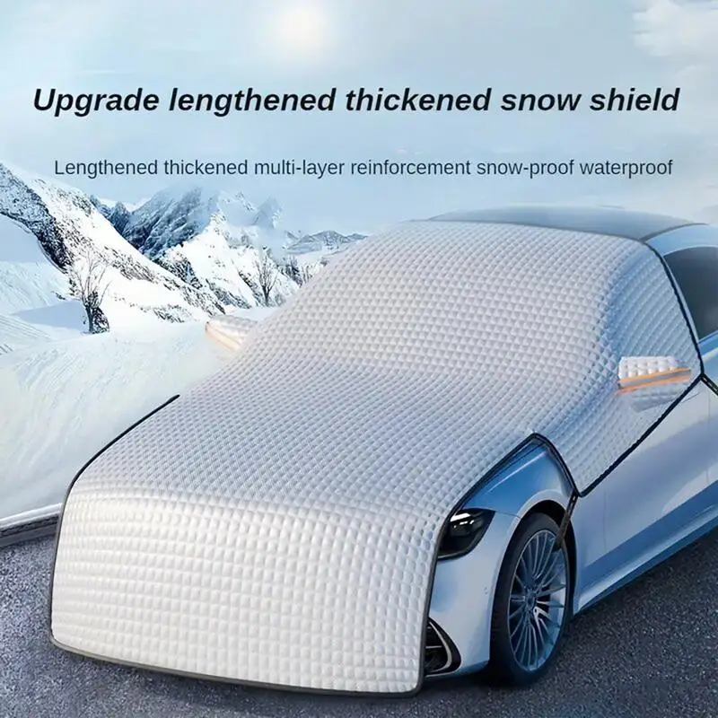 Car Windshield Snow Cover With 2 Side Mirrors Cover Winter Auto Engine Hood Snow Cover With Car Head Guard With Reflective Strip