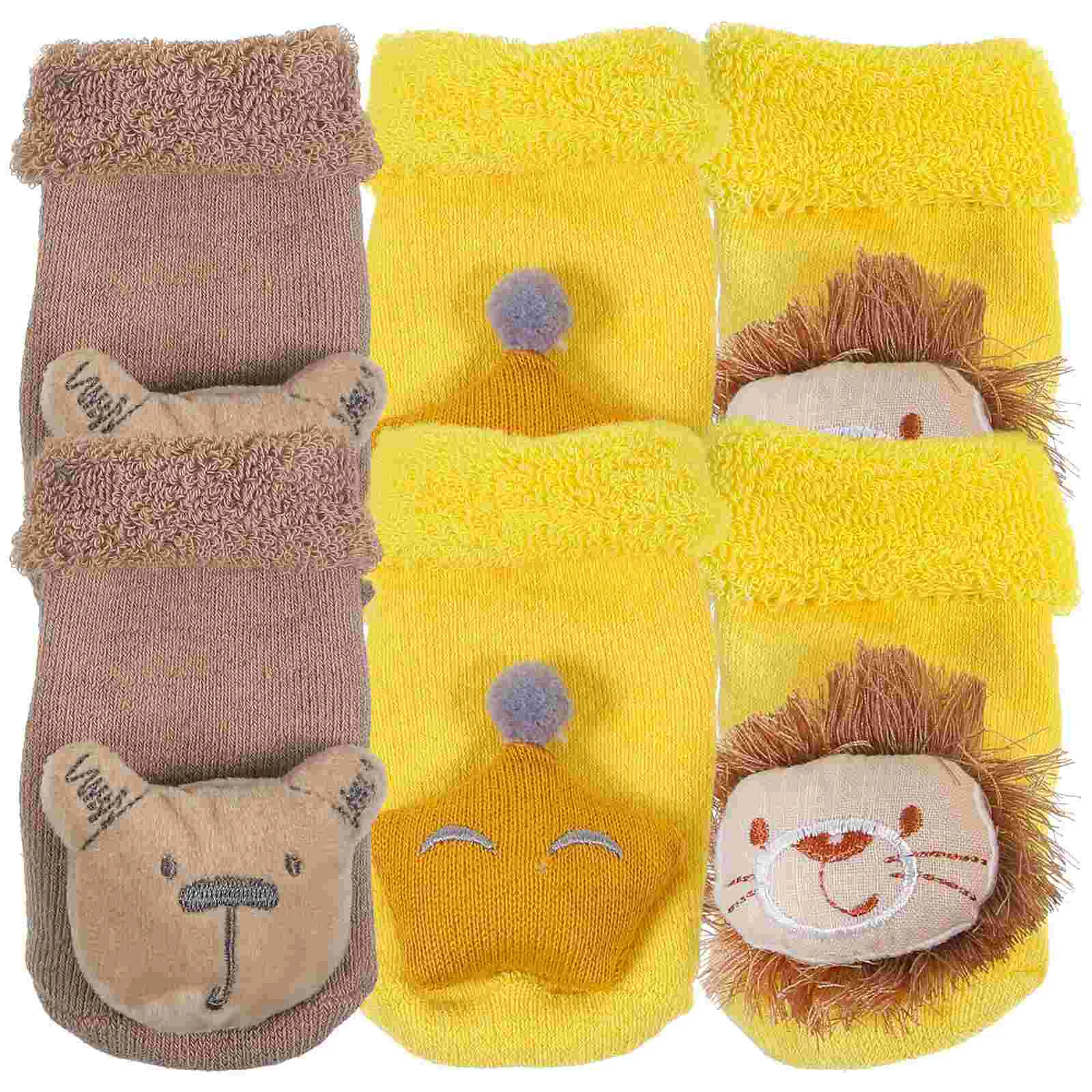 3 Pasang Kaus Kaki Lantai Bayi Anti-selip Sandal Natal Balita Anak-anak Katun Combed Anti-selip Anak Laki-laki