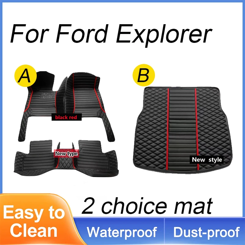 Car Floor Mat For Ford Explorer Classic U502 7seat 2016~2019 Non-slip Pad Waterproof Pads Rugs Leather Floor Mat Car Accessories