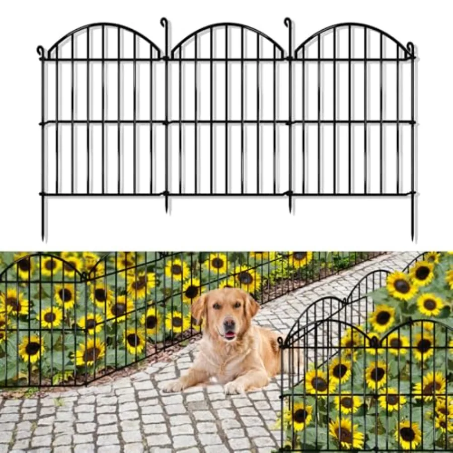 32 Panels Garden Fence 34ft x 23in Animal Barrier Fences for Rabbits Dogs Rustproof Metal Gardens Border Fencing Arched Decorat