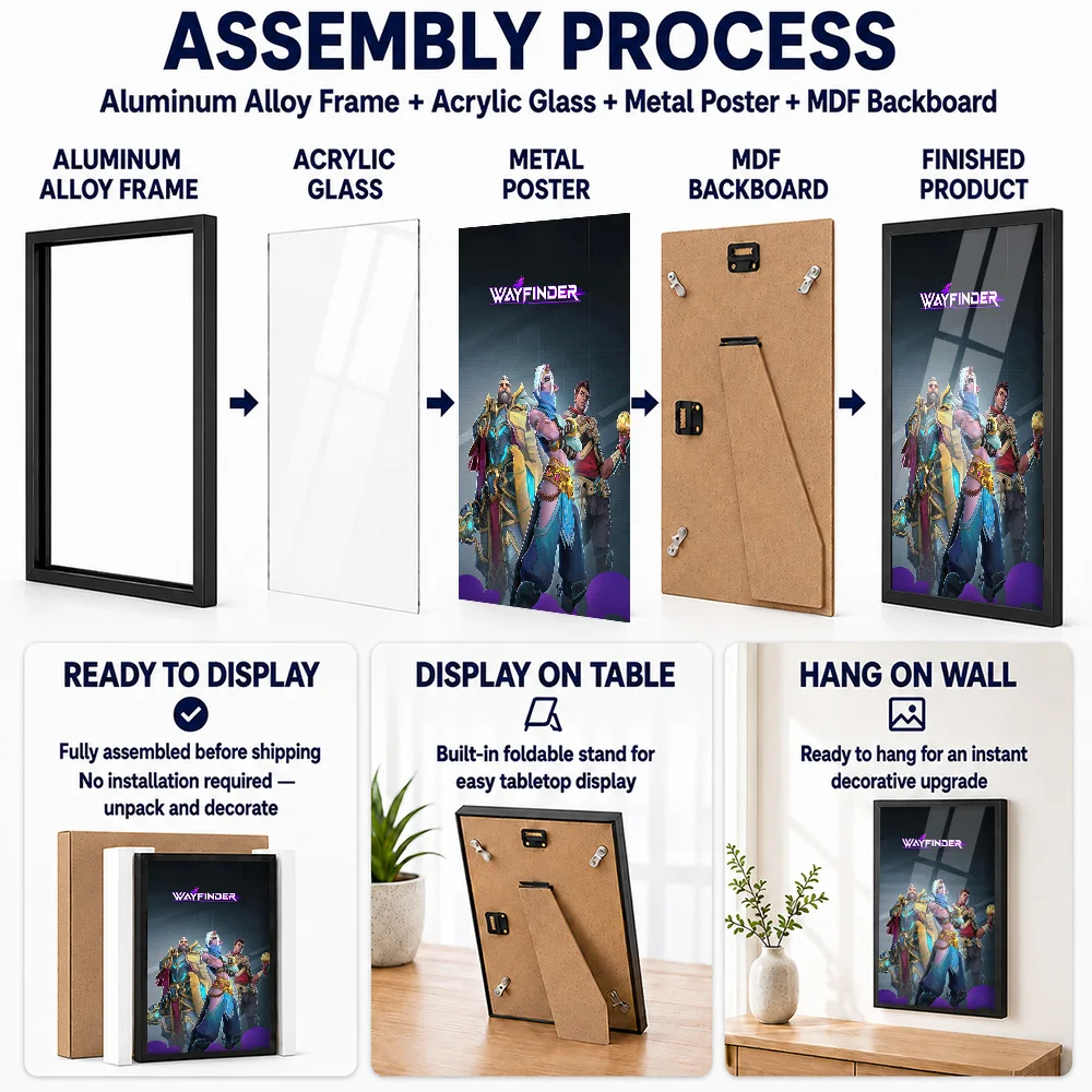 Wayfinder Game Characters Metal Poster With Aluminum Alloy Frame Customized Comic Style Wall Art For Bedroom And Home Office