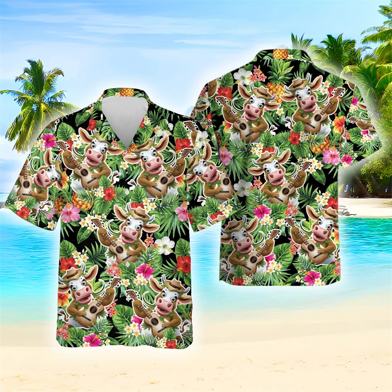 Hip Hop Singer Guitar 3D Printed Shirts For Men Clothes Casual Hawaiian Beach Shirt Music Lover Short Sleeve Women Blouses Tops