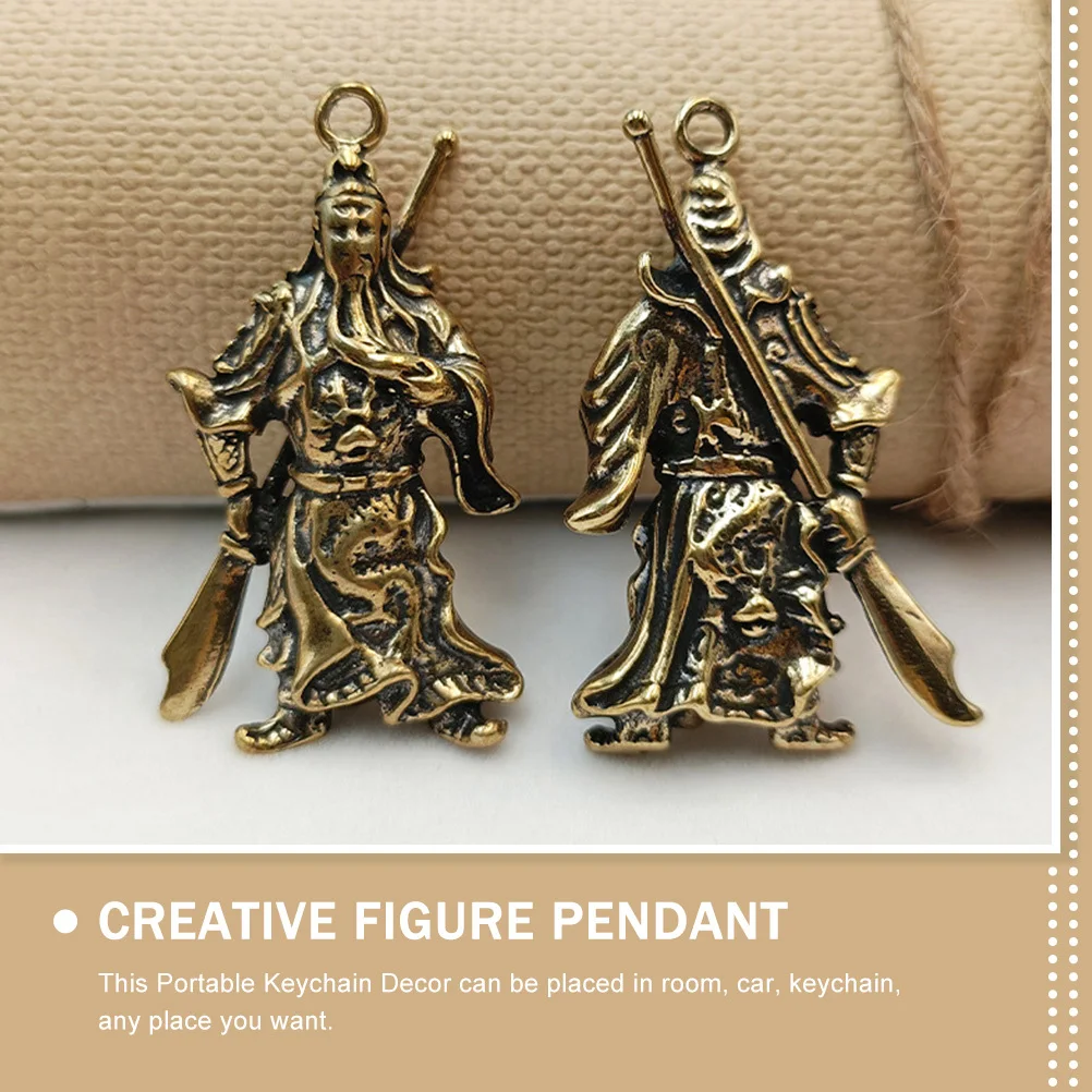 

3Pcs Guan Gong Keychain Creative Metal Figure Pendant Portable Hanging Jewelry Decor for Car and Bag Creative Figure Pendant
