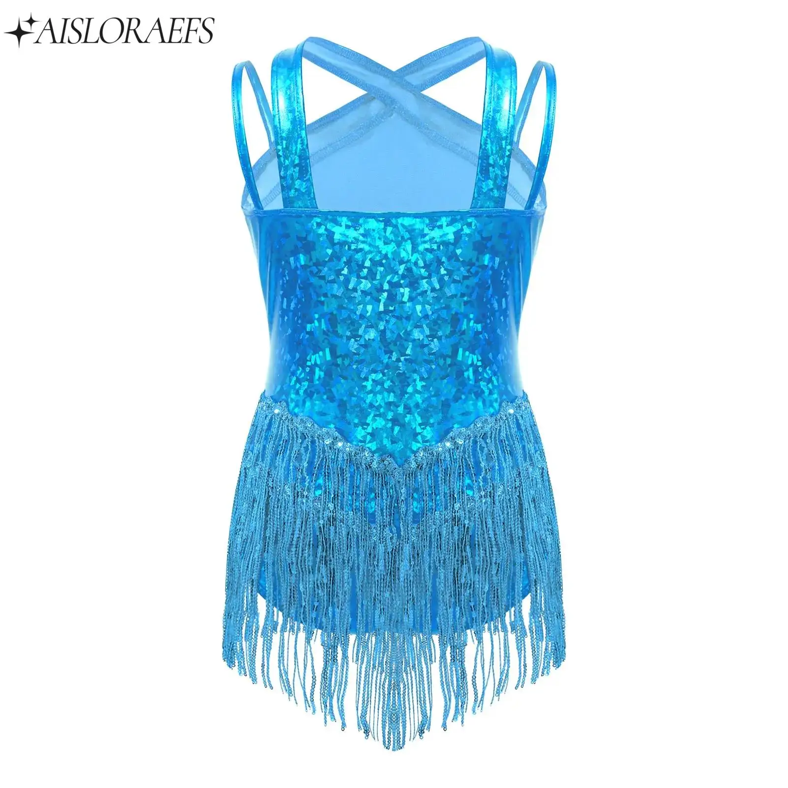 Kids Girls Latin Dance Competition Costume Girls Latin Dance Ballet Figure Skating Gymnastics Rumba Chacha Latin Dance Suits