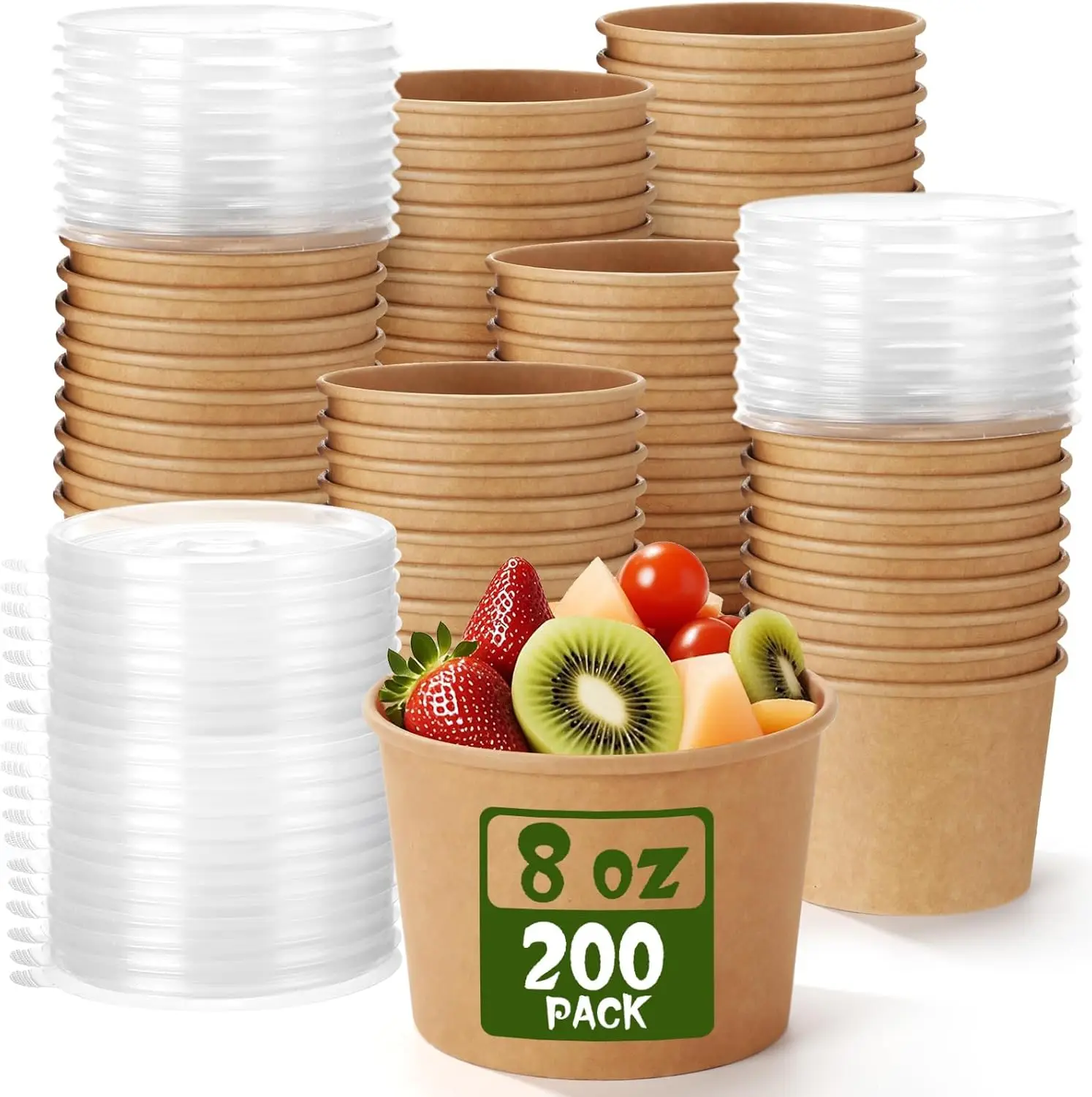 

200 Pack Paper Soup Containers with Lids Disposable Paper Food Storage Containers with Vented Lids Dessert Ice Cream Bow