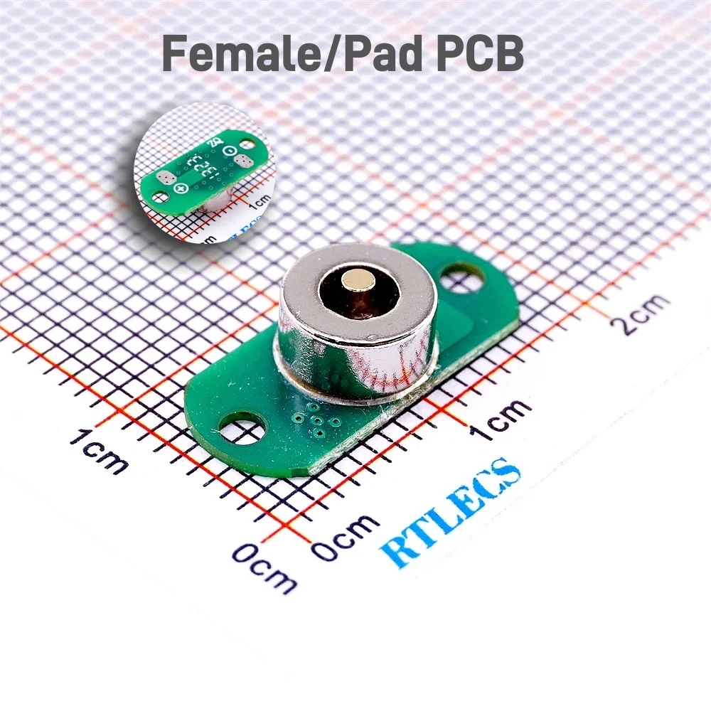 1 Set Round Magnetic Male Female 7.5mm Base With PCB Board Type 90 180 Magnet Micro USB C Led Connector Charger Cable Adapter