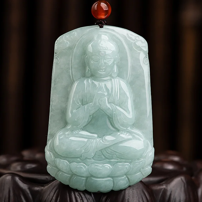 

Natural Myanmar A-goods Emerald Dari Tathagata Ice Jade Pendant Patron Saint Benming Buddha Men Women Charms Wholesal Drop Ship