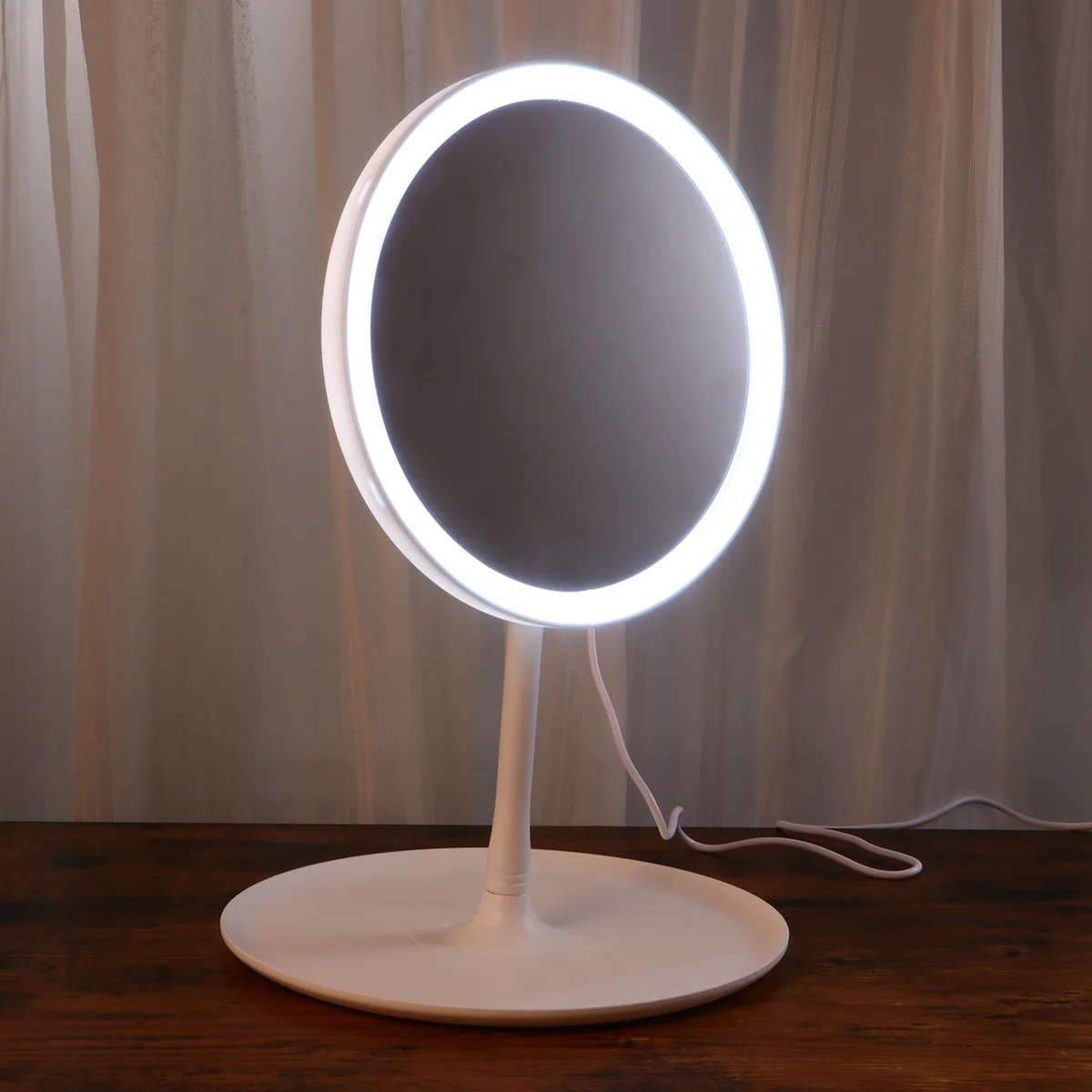 

LED Makeup Mirror USB Rechargeable Dimmable Touch Screen Mirror 3 Light Settings Adjustable Angle Anti-Slip Storage
