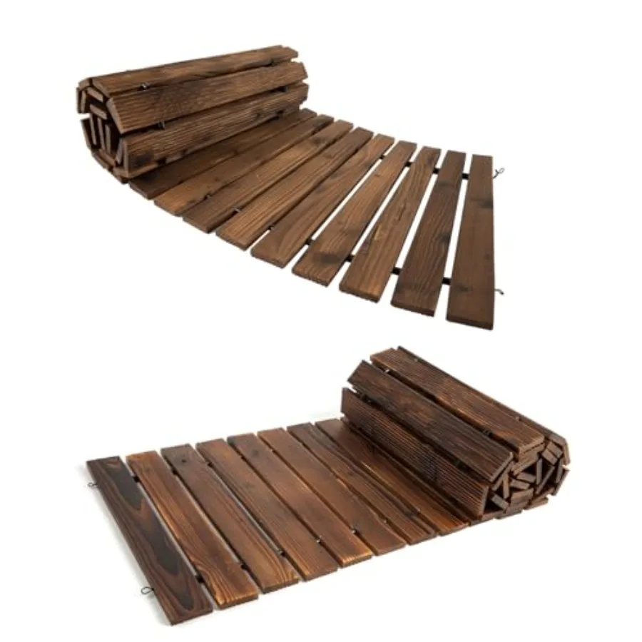 2PCS Wooden Garden Pathway Outdoor Roll Out Walkway with Non-Slip Surface Patio Path Decorative for Outdoor Patios, Gardens, Be