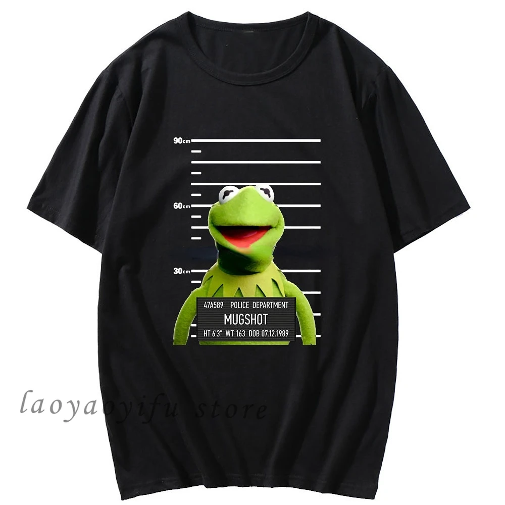 Harajuku Prisoner Frog Pattern Short Sleeve Tops Funny Graphic Tshirts Women Men Fashion Tshirt Korean Trend Tee Ropa Hombre