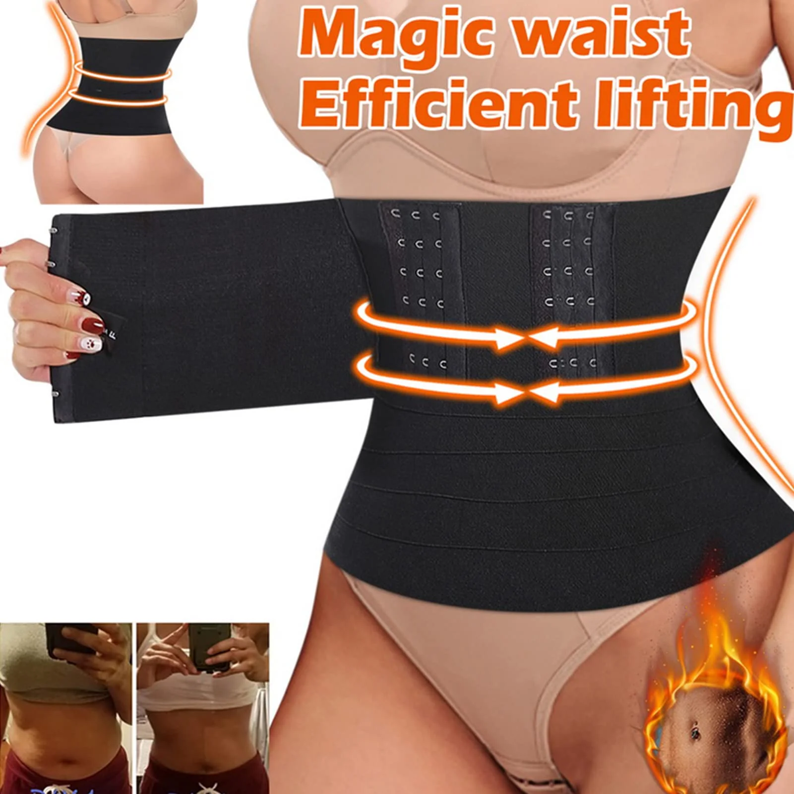 Waist Trainer for Women Snatch Me Up Buckle Bandage Wrap Lumbar Waist Support Belt Body Shaper Belly Cincher Compression Band