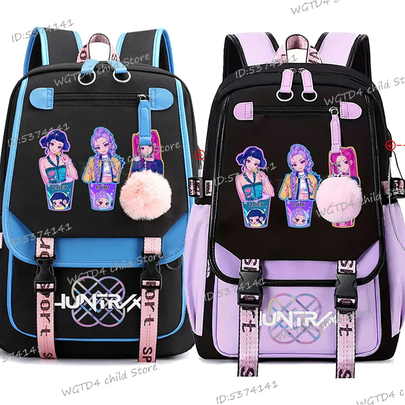 

Student Backpack Anime Kpop Demon Hunter Schoolbag Teenagers Girls USB Charging Laptop Bag High Quality Daily Bagpack 2025
