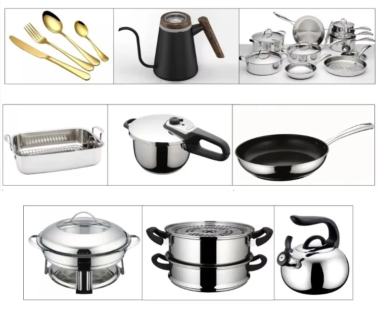 Factory C Series Double Frying Pan Stainless Steel Kitchen Cookware with Glass Lid Cooking