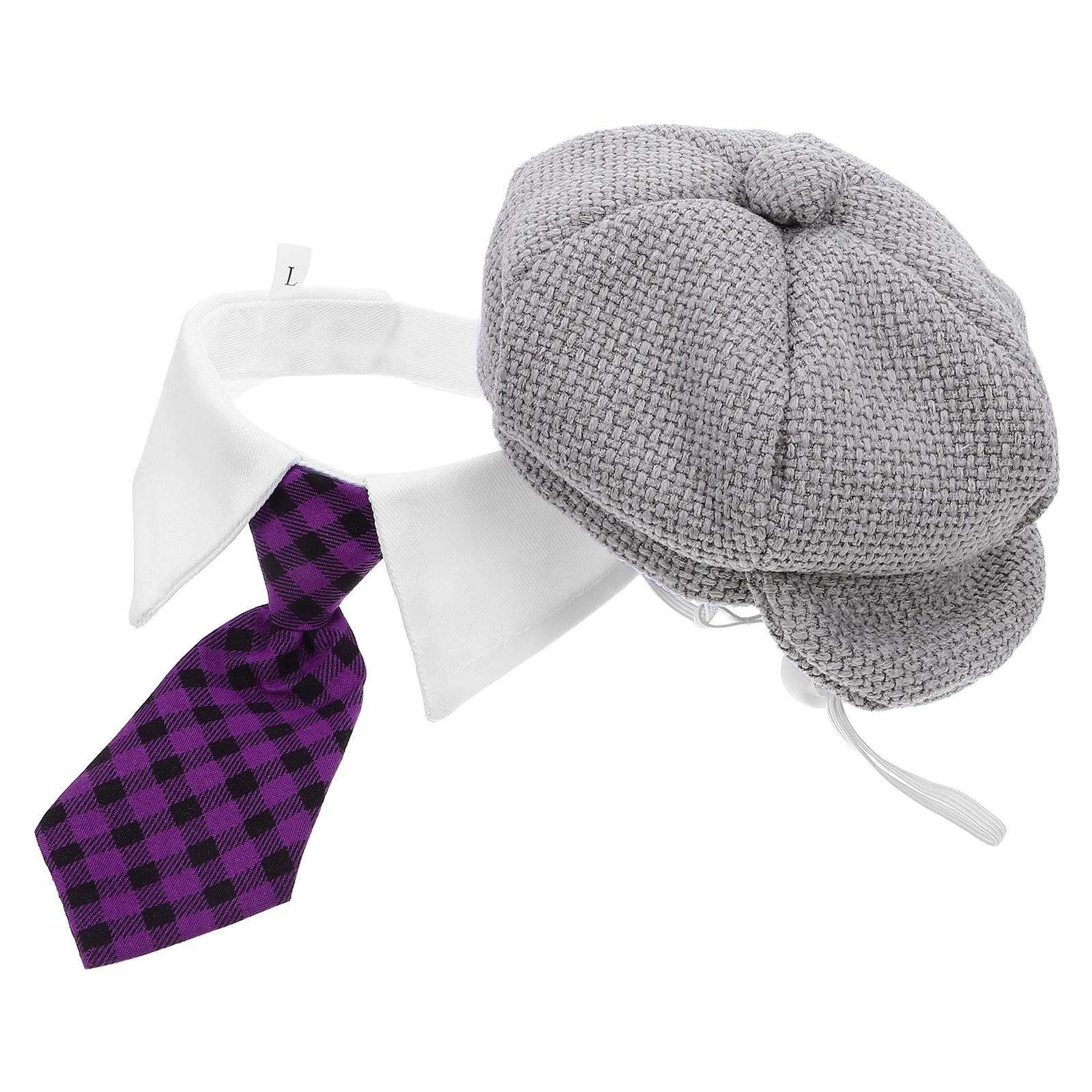 

1Set Pet Beret Hat Bowtie French Artist Beret for Cats Small Dogs Holiday Costume Pet Photo Prop Warm Hat and Necktie Kit