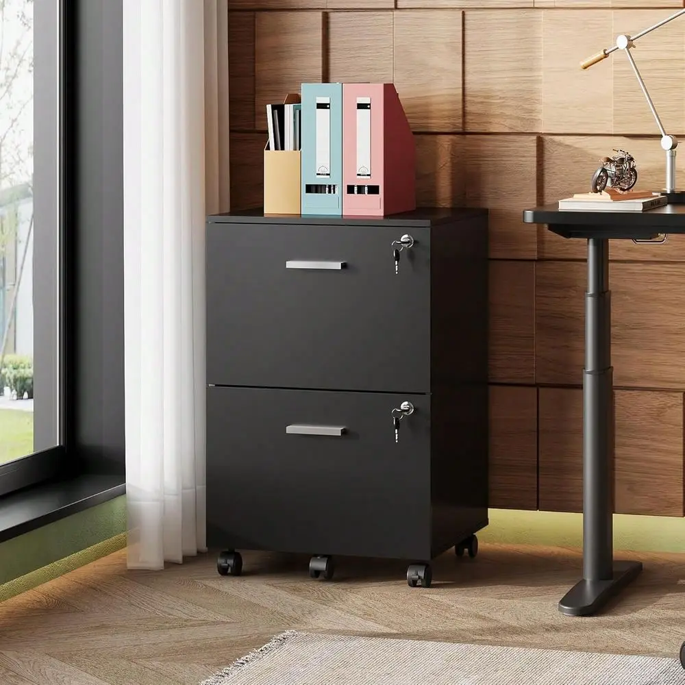

Drawer File Cabinet, Mobile Printer Stand, Wood FilingCabinet Fits A4 Or Letter Size For Home Office