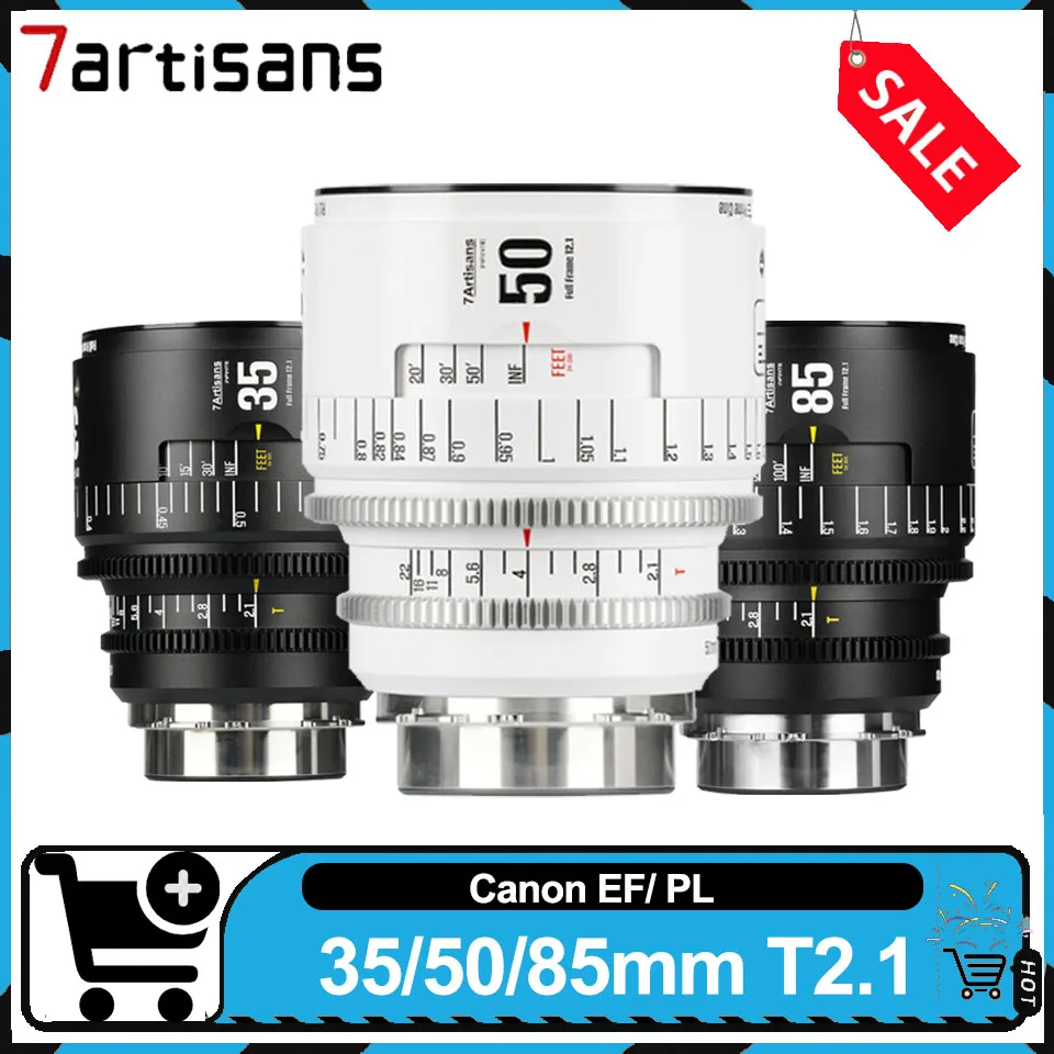 

7artisans Infinte Cine Lens 35 мм T2.1 50 мм T2.1 85 мм T2.1 MF Полнокадровый объектив с большой диафрагмой для кинопроизводства для крепления Canon EF PL