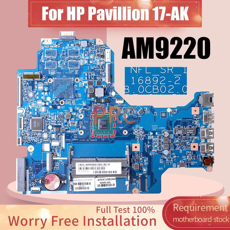 Placa base para portátil HP Pavillion 17-AK, 16892, 2, 926191, 601, 929491, 601, AM9220