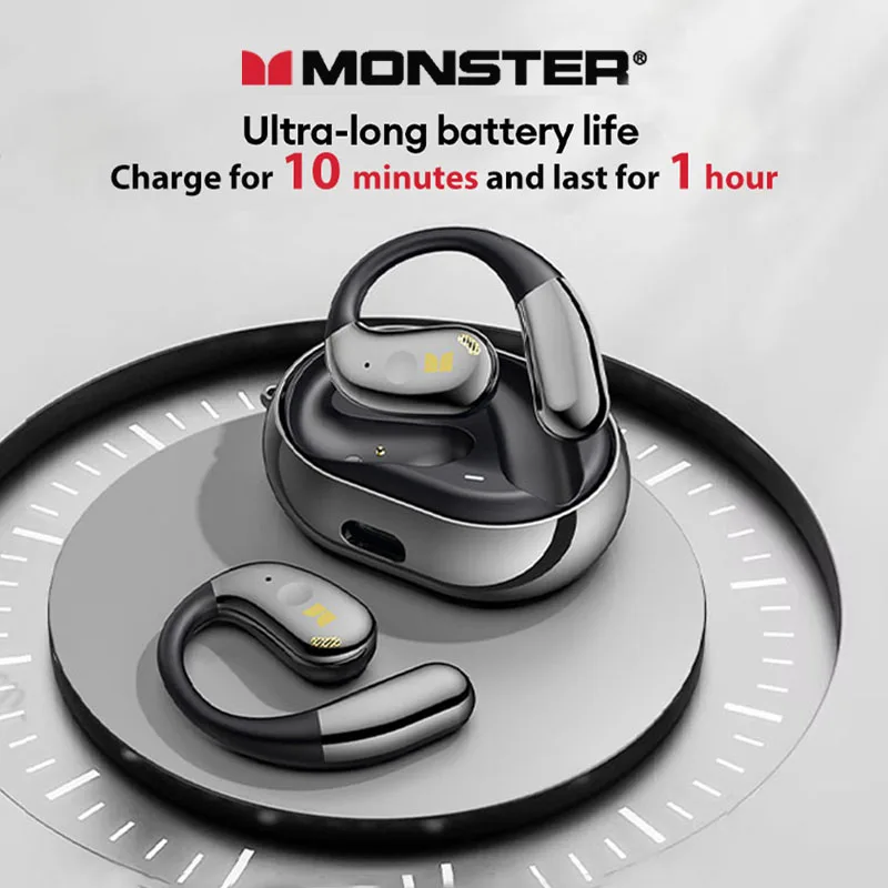 New Monster AC360 Earburd Wireless Bluetooth 5.4 HIFI Stereo Sound OWS Headphones Long Endurance Noise Reduction Sports Headset