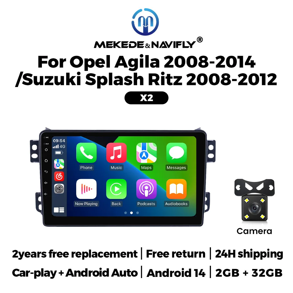 Android 14 Autoradio Voor OPEL Agila SUZUKI Splash Ritz 2008-2014 Multimedia Video Player Autoradio Draadloze Carplay Android auto