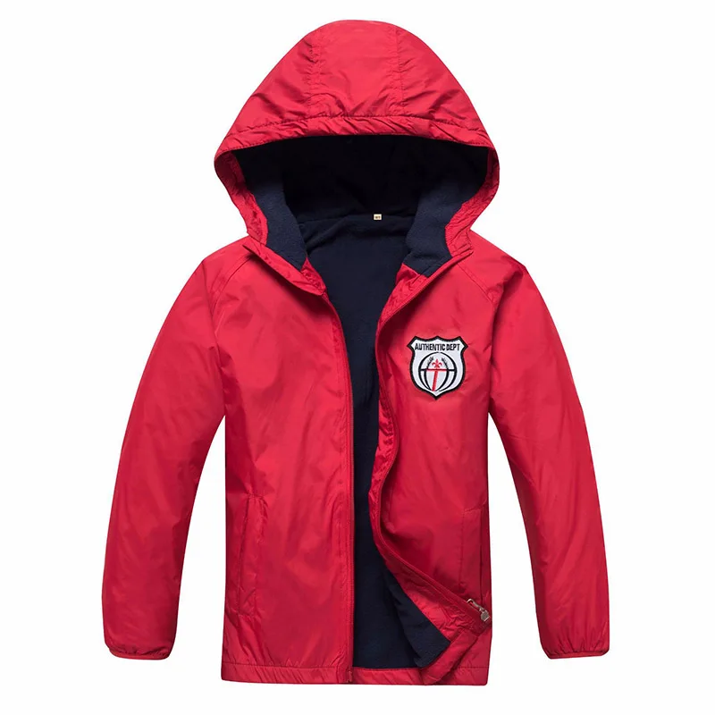 Boys Polar Fleece Jacket Sport Kids Coat Double-deck Hoodie Waterproof Windbreakers Kids Jackets 3-12Y Spring Autumn Winter