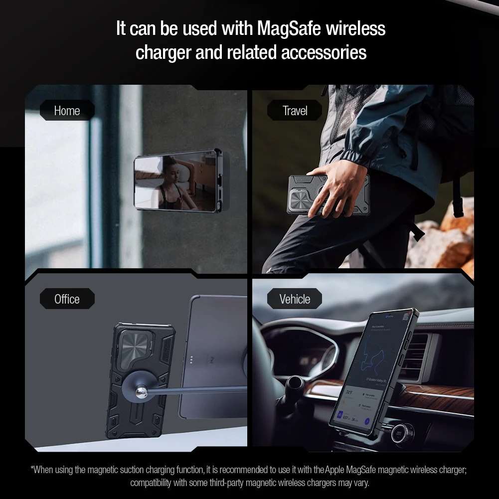 

Nillkin for Samsung Galaxy S25 Ultra S24 Ultra 5G Case Camshield Armor Prop Magsafe Magnetic Case Camera Stand Cover Protection