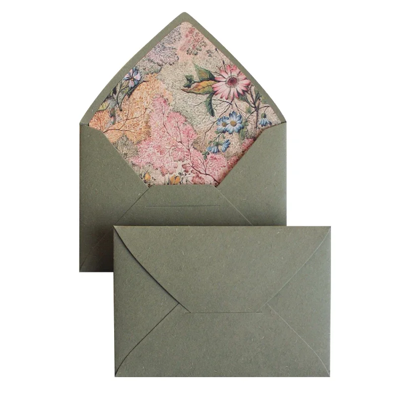 Flowers and Earth Paper Vintage Green Envelope 115mm X160mm Gift Envelope Wedding Invitation Envelope