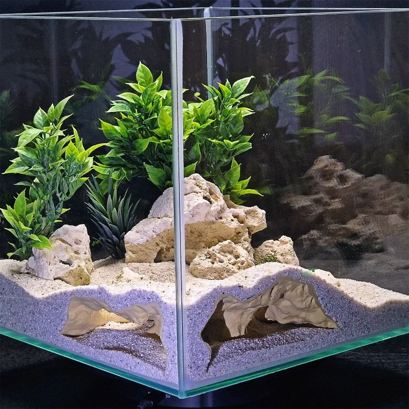 Caverna de rocha de terreno simulada-decoração de substrato de tanque de peixes, caverna de aquaping, casa escondida de peixes e camarão, visualização dupla face