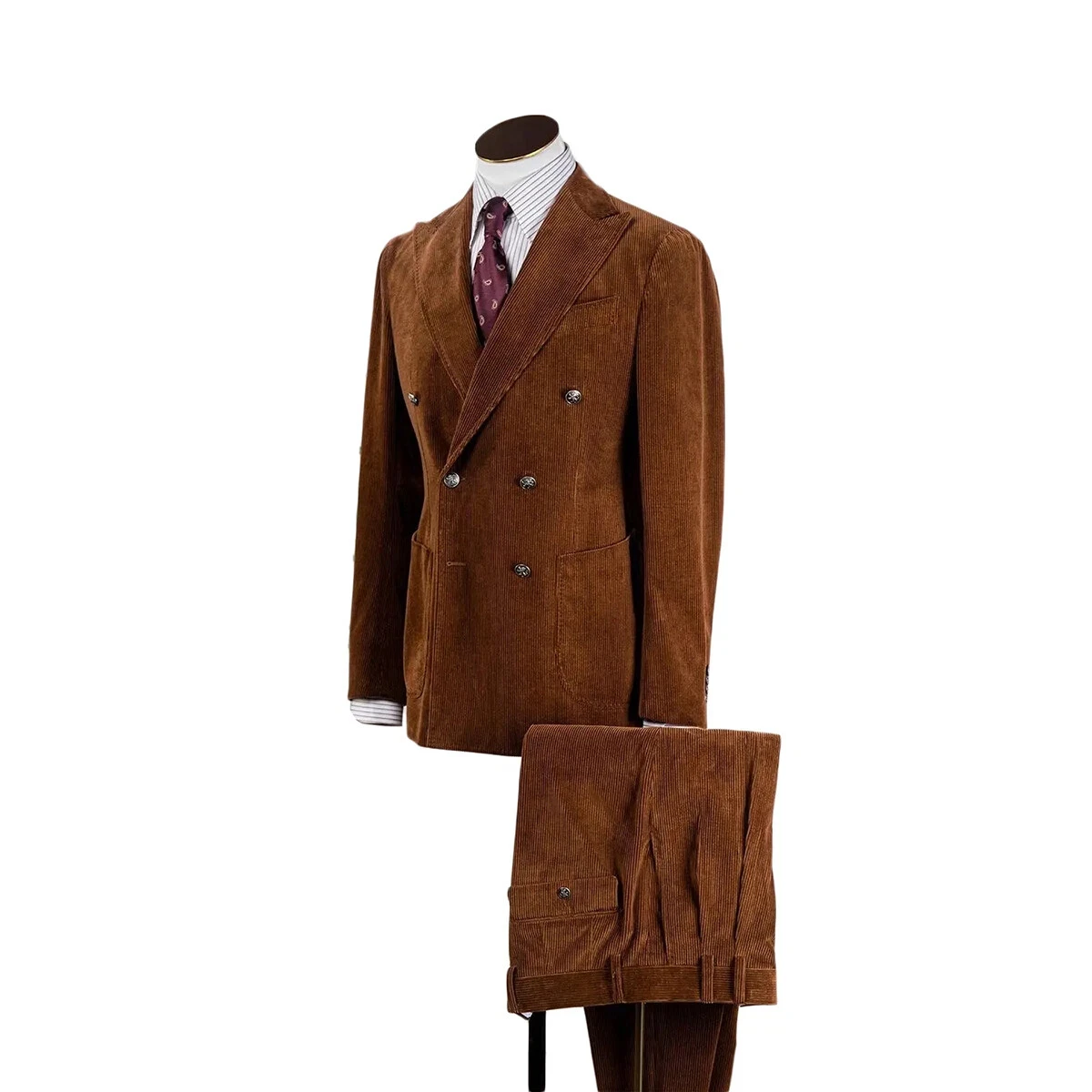 코듀로이 남성 정장 웨딩용 2피스 재킷 바지 정장 두꺼운 가을 겨울 상의 연회 비즈니스 오피스 남성 외투 맞춤 제작