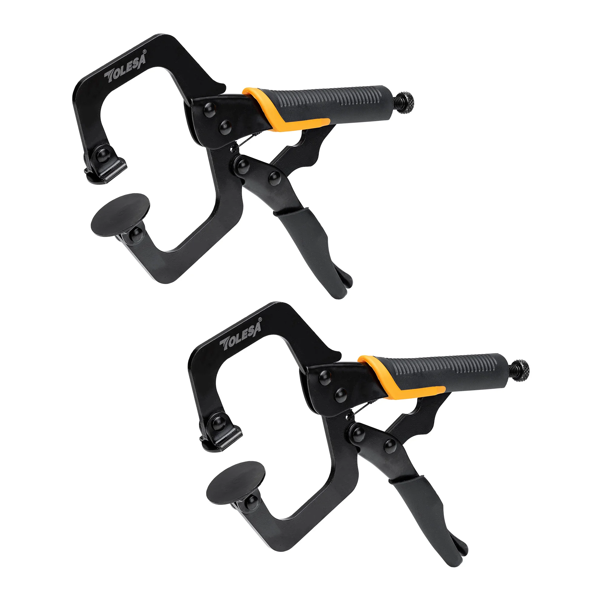 TOLESA  9'' Face Clamps Pocket Hole Clamps for Woodworking, 2PCS C Clamps with Adjustable Swivel Pads for Welding, Positioning