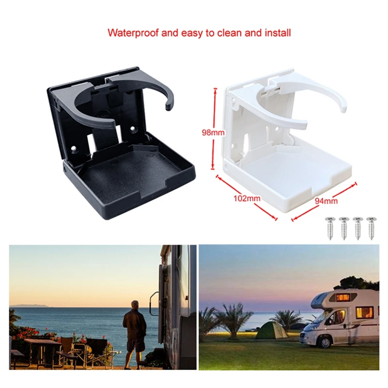 ABS plastica regolabile pieghevole tazza bevanda può portabottiglie supporto per Auto Auto barca camion RV Van Fishing Box (bianco)
