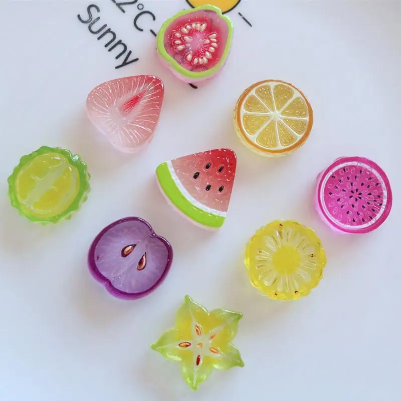 10 Stück Mini Kawaii Niedliche Wassermelonen-Frucht-Cabochons mit flacher Rückseite für Scrapbooking, DIY-Party-Haarnadel-Accessoires, Heimdekoration, Bastelzubehör – Detail 3