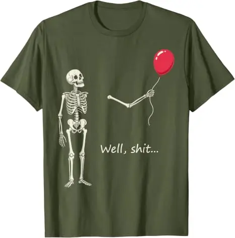 Y2k Gothic Skelett Halloween-Kostüm Humor Skelett Verlorener Ballon Scheiße Lustiges Sprichwort Zitat Herren Damen T-Shirt FSkeleton Tees – Detail 19